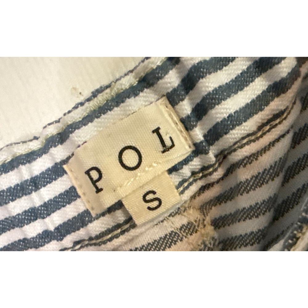 Women's POL Wide Leg Striped Patchwork Pants S White Blue - Picture 3 of 3